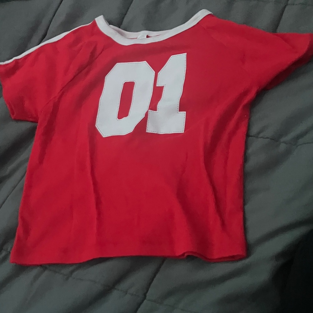 Kids Red Jersey Top with Number Print